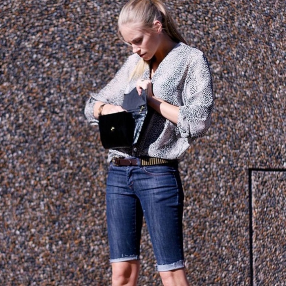 Broken in Bermuda Jean Shorts Faded Whisker Roll C